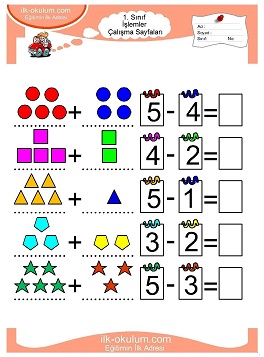 Çocuklar İçin toplam işlemi yaprak testleri 